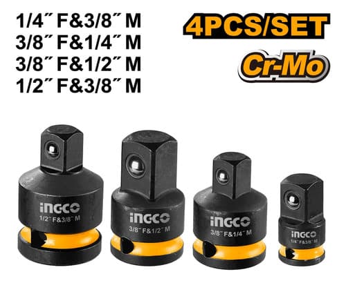 Set 4 Dados De Impacto Cr-mo Ingco Hkisad12438 Naranja Claro