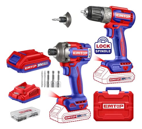 Atornillador Impacto+taladro Atornillador Sin Carbones Eckl20272 Emtop Rojo