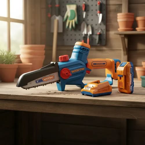 Mini Motosierra Bateria P20s 20v +vaina+bat+cargador Wadfow Naranja Claro