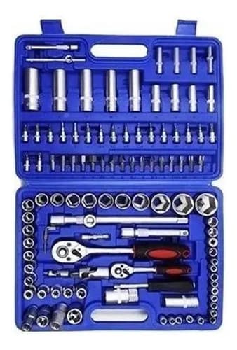 Juego De Dados 108 Piezas Y Puntas Acople 1/4 Y 1/2