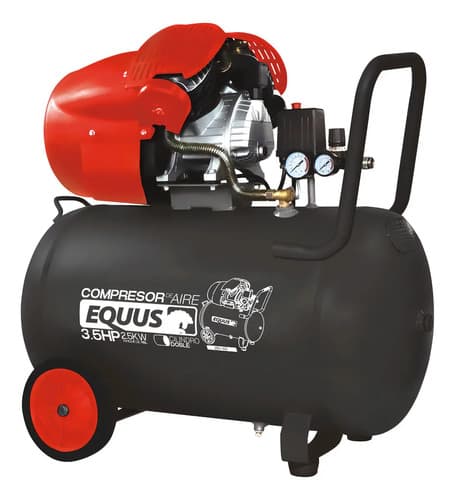 Compresor Monofásico 3.5 Hp 100l Equus Con Doble Cilindro 40 Negro 50 Hz Monofásica