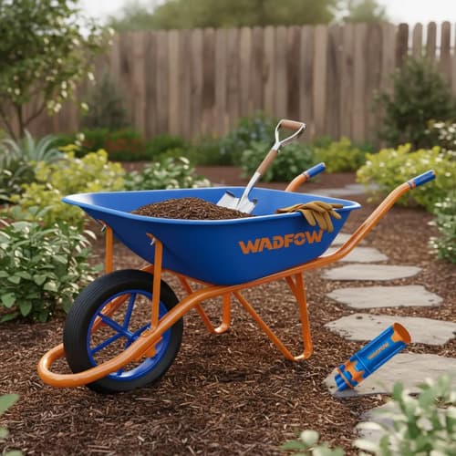 Carretilla 130kg 65lt Rueda Solida Wwb1f02 Wadfow Naranja Claro