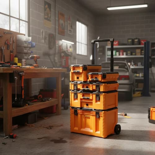 Caja Herramientas Carro Apilable Lusqtoff Naranja Naranja