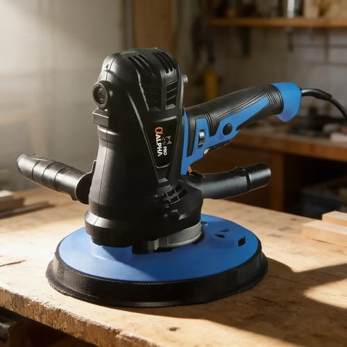 Lijadora De Yeso Pared Alpha Pro 1280w Negro Azul Con Regula Negro Y Azul
