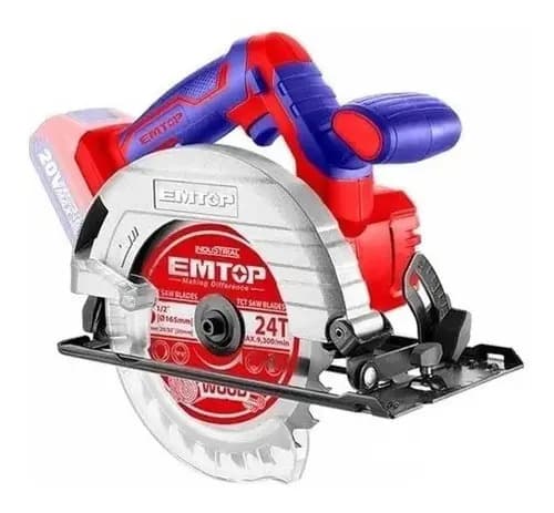 Sierra Circular Emtop Inalambrica Elcs201650 Sin Batería Color Rojo
