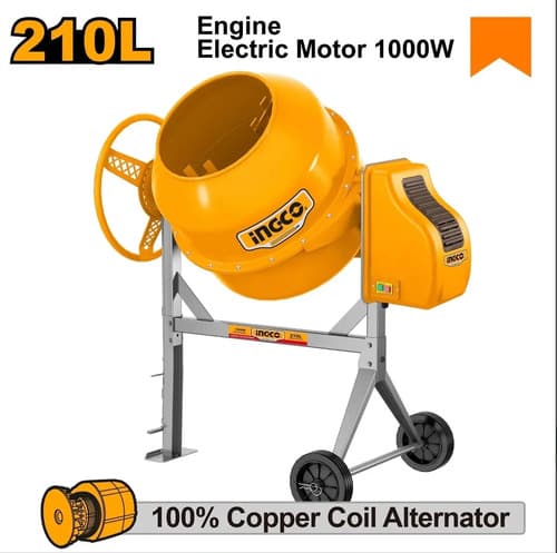 Hormigonera 210l 1000w 1.4hp Ingco, 24 Meses De Garantía
