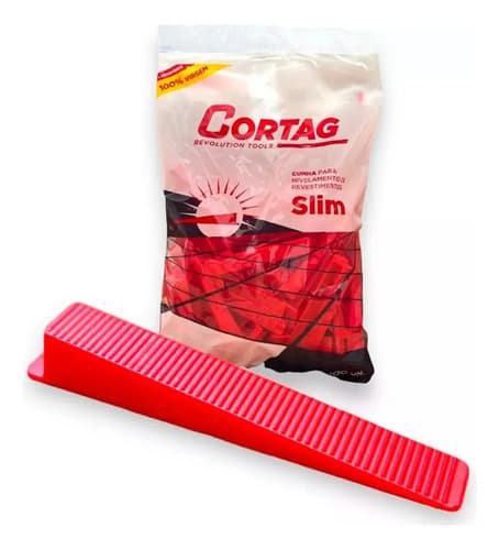 Pack X100 Cuñas Plasticas Para Niveladores Slim Cortag Gris Granito Rojo
