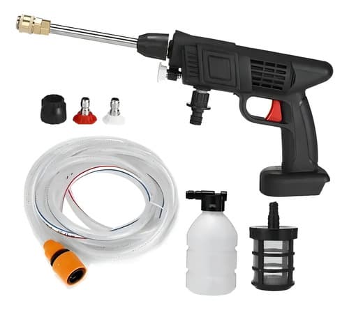 Pistola Lavado Auto Bateria 48v Inalambrica P/ Balde Agua Negro