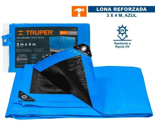 Lona Multiuso Truper Lt-45z Impermeable De 3m X 4m Color Azul