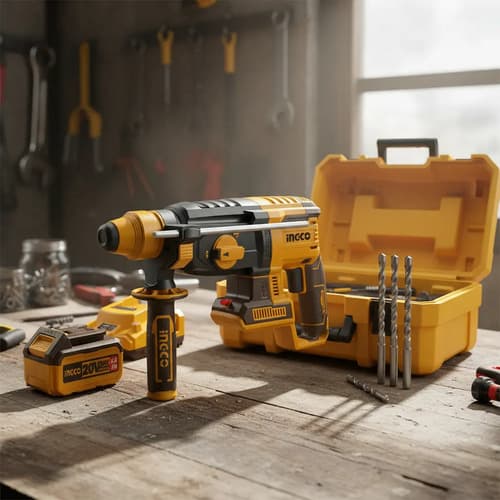 Rotomartillo Ingco Industrial 20v 2 Bat. Y Carg Crhli202287 Amarillo 220-240v50/60hz