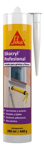 Sellador Sikacryl Profesional Grietas Cartucho X 280ml Sika