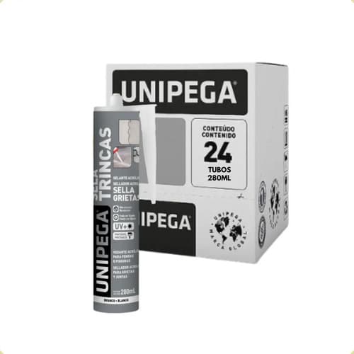 Kit Con 24 Saddle Trincas, Adhesivo Sellador Blanco Unipega, 280 Ml