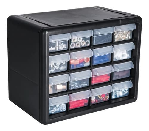 Caja Organizadora Con 16 Gavetas 27x22x16cm Truper Color Negro