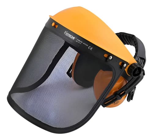 Protector Facial Pantalla Y Auditivo Copa Malla Seguridad Naranja Claro