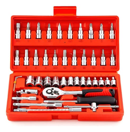 Caja De Herramientas Rojo Marca Cualquiercosa 46 Piezas Maletín