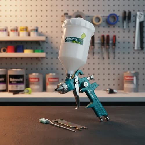 Pistola Gravedad Pintor Auto Moto Hvlp 600ml 1.5mm Victeche Azul Petróleo