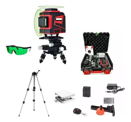 Nivel Laser 360 Verde 4d 12 Lineas 50m + Soportes + Tripode