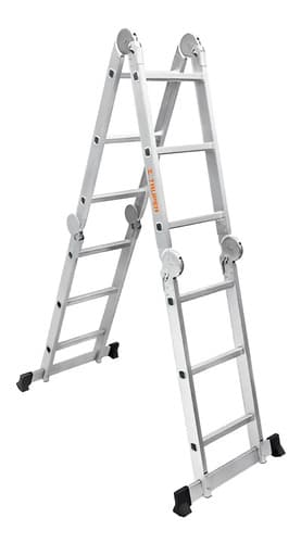 Escalera Multiposicion 3,5mts Plegable 12 Peldaños 200kg Color Plateado