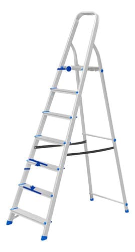 Escalera Familiar Aluminio 7 Escalones 120kg Wadfow Wld3h07 Inox