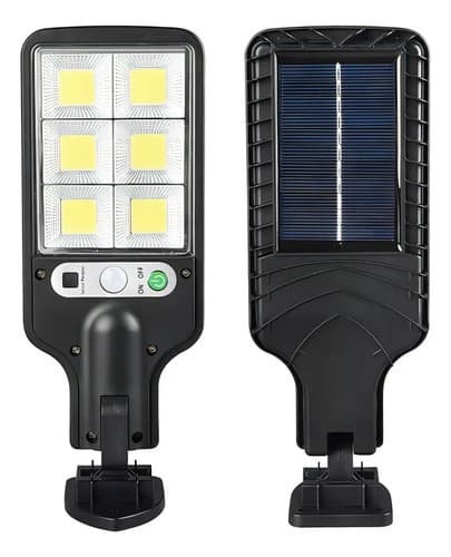 Foco Solar Exterior Con Sensor Y Foto Célula 6 Luces Negro