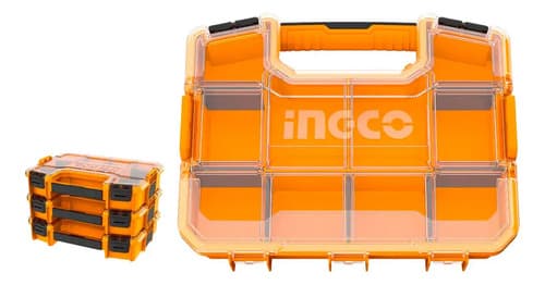Funda Organizadora De Plástico Ingco Con Divisiones De 15 Polos Naranja