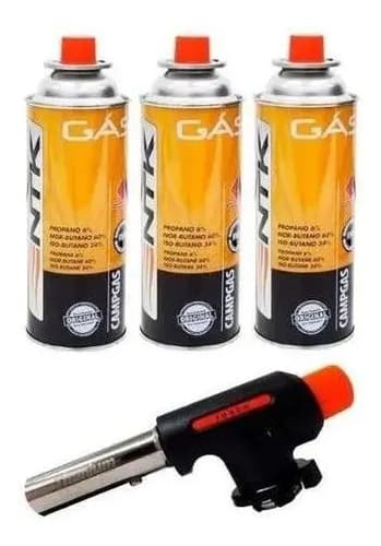 Kit De 3 Recargas De Gas De 227 G Con Antorcha De Encendido Automático