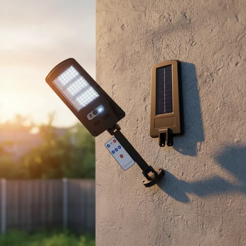 Focos Solares Led 60w, Sensor De Movimiento, Control Remoto Negro Blanco Frío