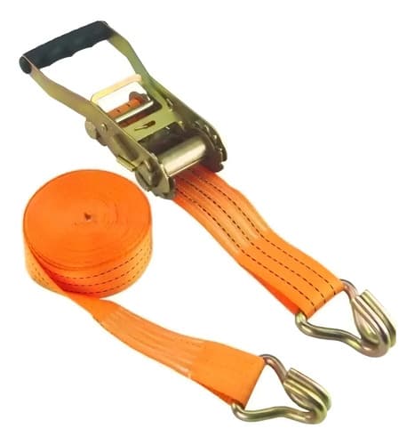 Correa Amarre Loneiro Catraca 2 Toneladas 6m 35mm Gancho J Negro
