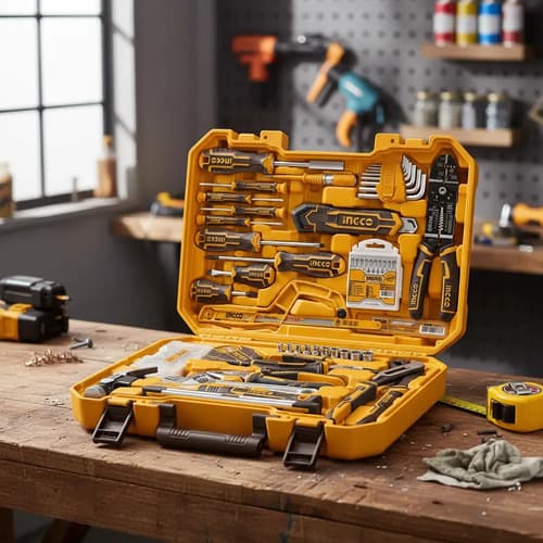 Set De 168 Herramientas De Mano En Valija Plastica Ingco - H Color Naranja