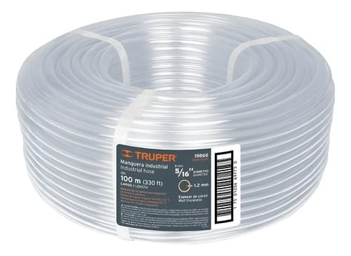 Manguera Industrial De Nivel 1 Rollo Por 100 Metros Truper Transparente