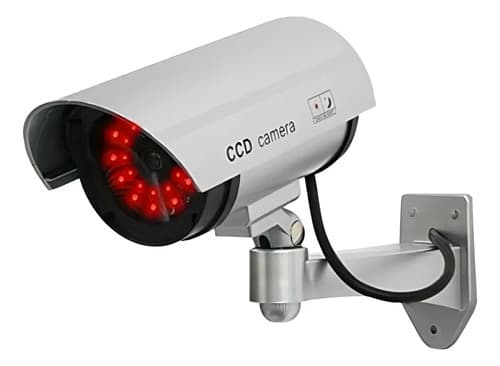 Cámara De Seguridad Falsa Uniquexceptional Exterior Led Infrarrojo Metal Color Silver
