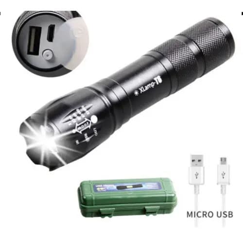 Linterna Recargable Camping Pesca Taller Lampara Foco Color De La Linterna Negro Color De La Luz Blanca Blanco