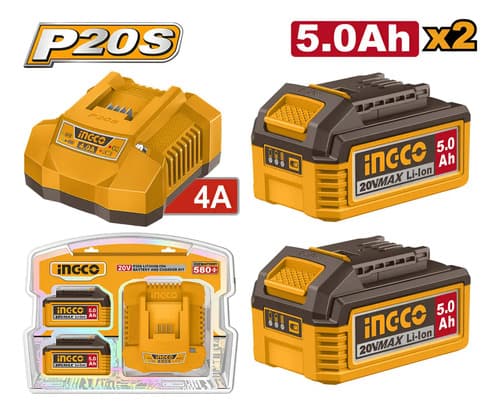 Kit De Cargador Bivolt Fbcpk2513-9 Ingco, 20 V, 5 Ah Y 4 A