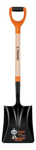 Pala Cuadrada Ultra Resistente Truper Para Construcción Con Mango De Madera De 54 Cm Naranja