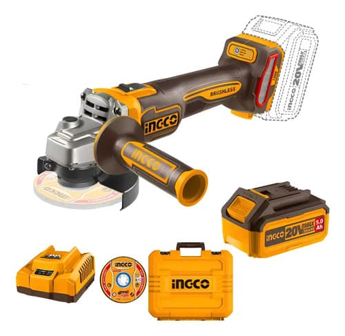 Amoladora 4 1/2 1200w Bat Y Carg Valija Ingco Cagli2211532 Color Amarillo Frecuencia 50hz/60hz