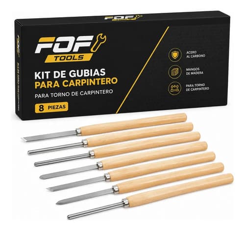 Gubia Para Torno Cincel Formon 8pcs Premium Hoteche 620330