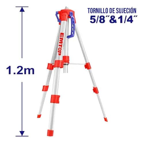 Trípode Emtop Etpd12001 Aluminio 1.20m Para Nivel Láser 5/8 1/4