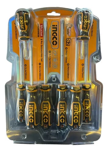 Pack De Destornilladores Phillips Ingco Ergonómicos De 8 Piezas
