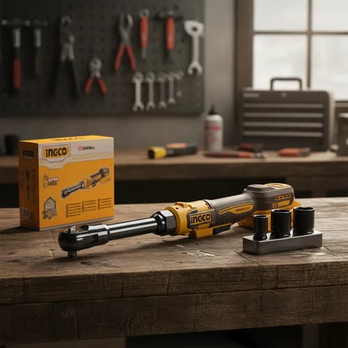 Llave Crique Extensible A Bateria 20v Ingco 65nm + 3 Dados Naranja Claro
