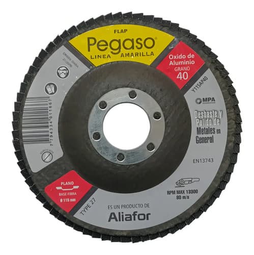 Disco De Desbaste Aliafor Pegaso Flap De 115 Mm Para Metal Grano 40