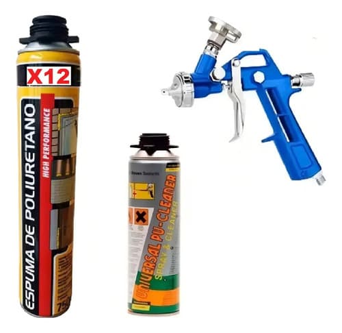 Espuma De Poliuretano 750ml Caja 12 Unid Con Pistola Proyección Profesional