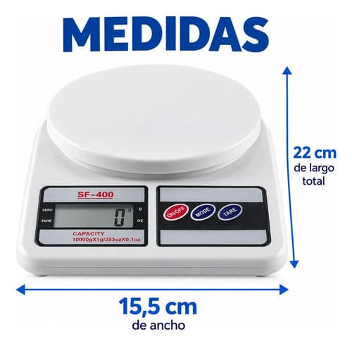 Balanza Digital De Cocina 1gr A 10kg Pro Bascula Gramera Capacidad Máxima 10 Kg Color Blanco