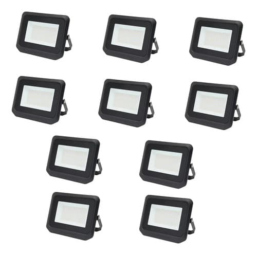 Foco Reflector Proyector Led Sky Blue 50w Pack X 10 Unidades Carcasa Negro Luz Blanco Frío