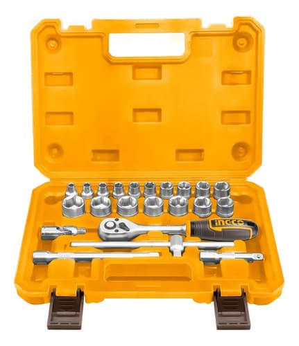Set 22pcs Crique + Dados Cr-v 3/8 Ingco Hkts38221 Naranja