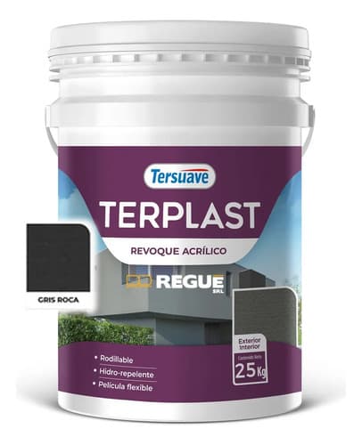 Revoque Acrílico Terplast Rodillable 25kg Tersuave - Regué Color Gris Roca