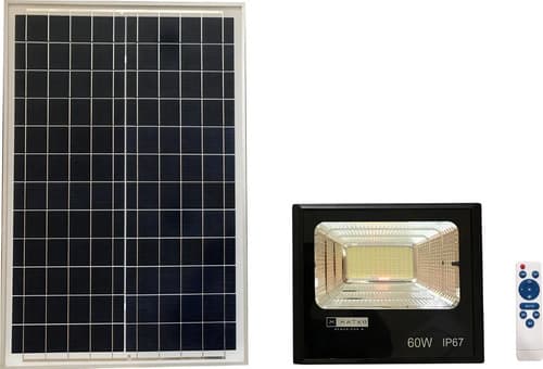 Foco Solar Led 60w Luz Fría Con Control Remoto Exterior Matko Blanco Frío