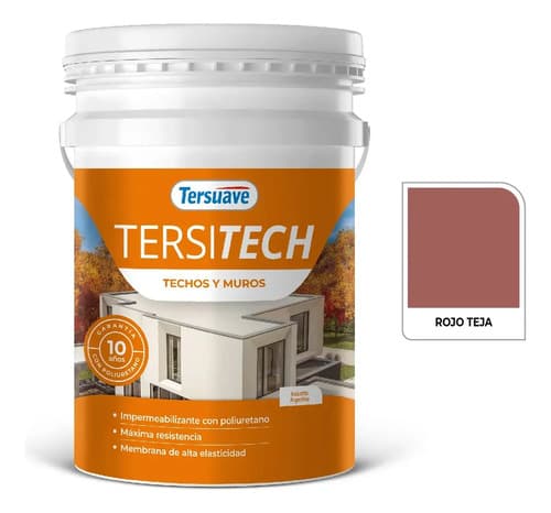 Impermeabilizante Exterior Tersuave Tersitech Para Techos Color Rojo Teja Acabado Mate 20l 20kg