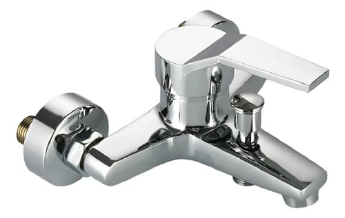 Monocomando Tushop Pileta Baño Acero Inoxidable Brillante Montaje Pared Plateado