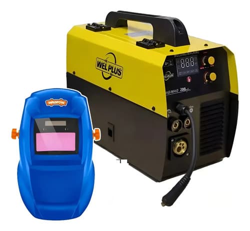 Soldadora Inverter Mig Mag Con Y Sin Gas 200a + Careta Amarillo