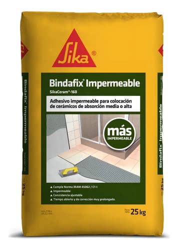 Adhesivo Para Cerámicos Sika Bindafix Impermeable 25 Kg Gris